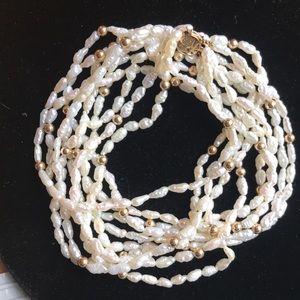 VTG rice pearl necklace w/14k